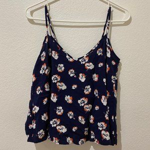 Navy blue floral open back crop top - Abercrombie & Fitch